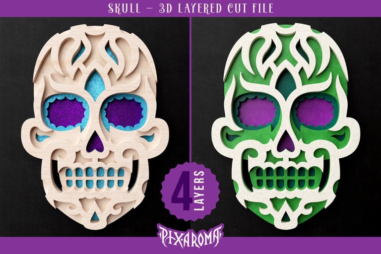 Sugar Skull 3D Layered Cut File Preview 5.jpg