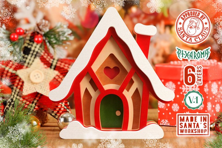 2 Cute Christmas House - 3D Layered Cut File V1 Preview 2.jpg