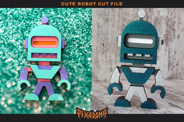 Cute Robots - 3D Layered Laser Cut Files Preview 20.jpg