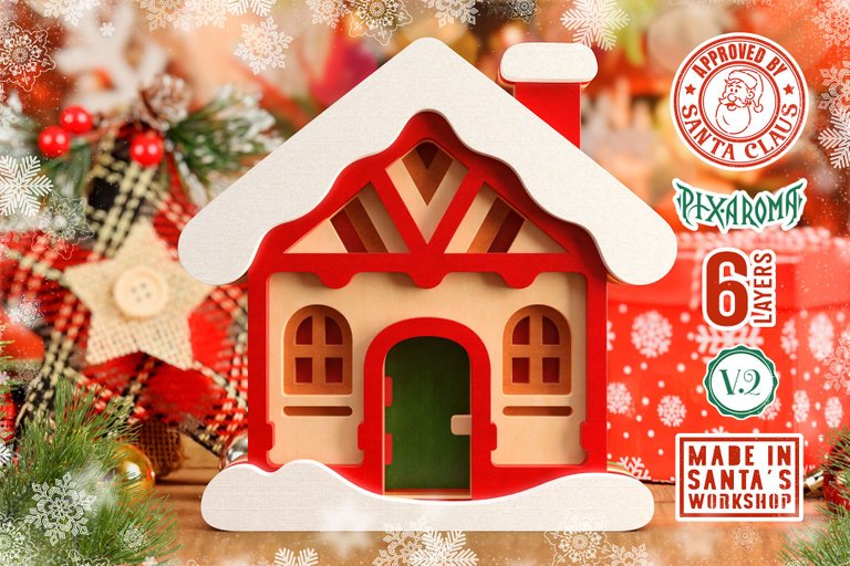 2 Cute Christmas House - 3D Layered Cut File V2 Preview 2.jpg
