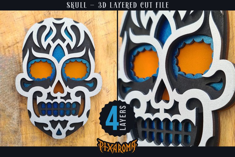 Sugar Skull 3D Layered Cut File Preview 4.jpg