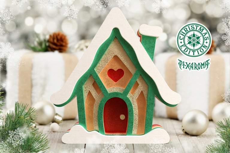 3 Cute Christmas House - 3D Layered Cut File V1 Preview 3.jpg