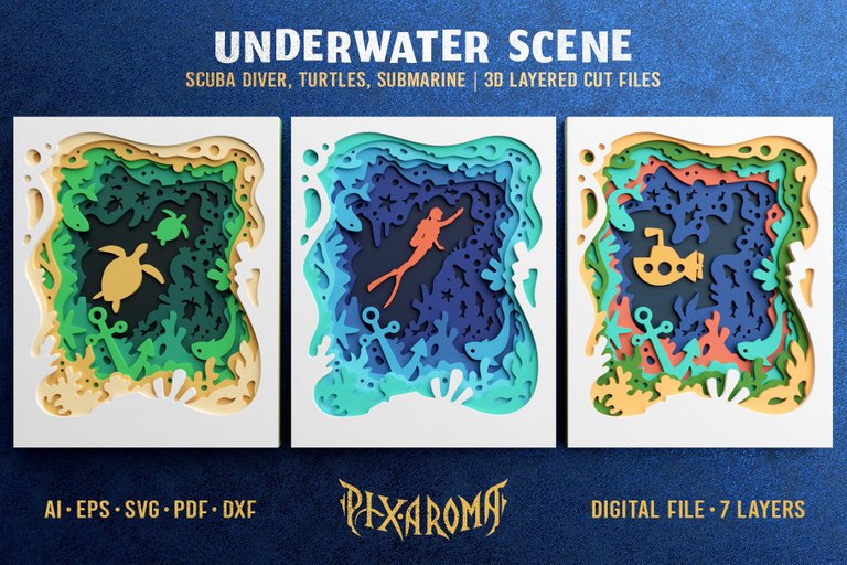 1 Underwater Scene 3D Layered Cut File Preview.jpg