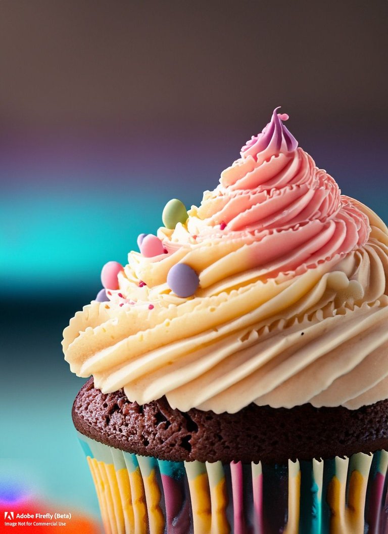 Firefly_A+photo of a cupcake captured with a Zeiss lens and studio lighting, showcasing the intricate deta...s of the dessert. The cupcake sits in the center of the frame, with a smooth, fluffy texture and vibrant frosting on top. .jpg