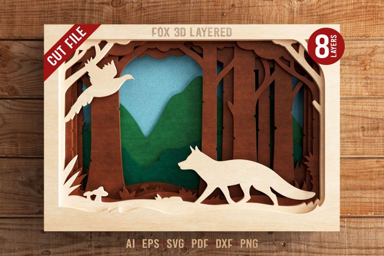 1 Fox 3D Layered SVG Cut File Preview 1.jpg