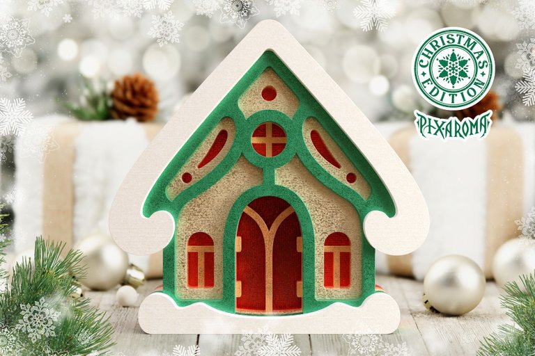 3 Cute Christmas House - 3D Layered Cut File V4 Preview 3.jpg