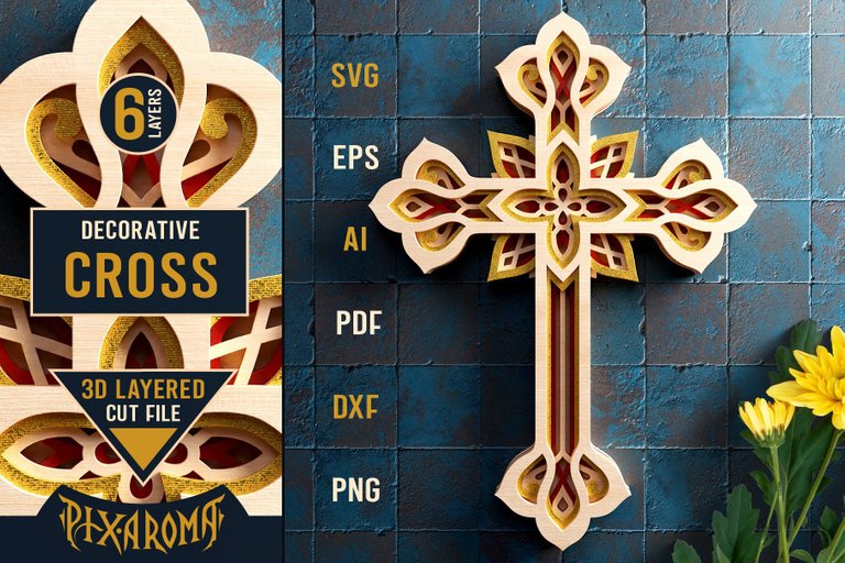 1 Decorative Cross 3D Layered SVG Cut File Preview 1.jpg