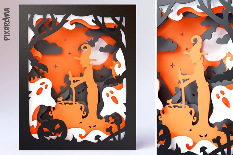 5 Halloween Wall Art 3D Layered SVG Cut File Preview 3.jpg