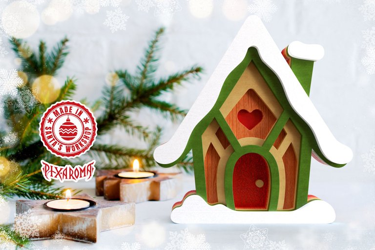 5 Cute Christmas House - 3D Layered Cut File V1 Preview 5.jpg