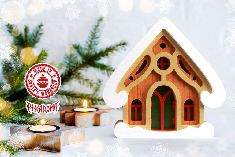 5 Cute Christmas House - 3D Layered Cut File V4 Preview 5.jpg
