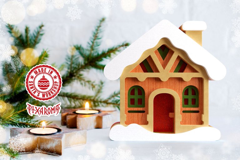 5 Cute Christmas House - 3D Layered Cut File V2 Preview 5.jpg