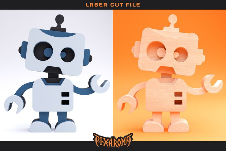 Cute Robots - 3D Layered Laser Cut Files Preview 4.jpg