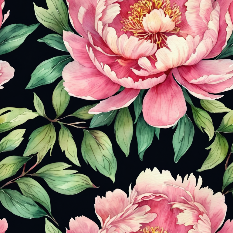 3181229128 Seamless Pattern of peonies minimalist modern dark background.png