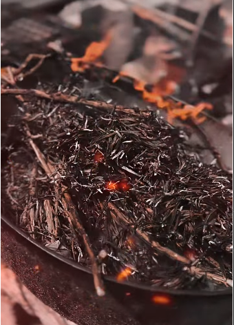 All of the Plan Matter from the 3 rounds of Distillation is burned to a fine white ash