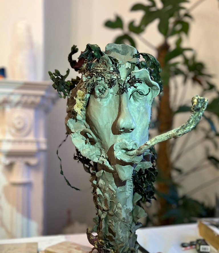 Clay Sculpture I crafted using also Seaweed & Wood