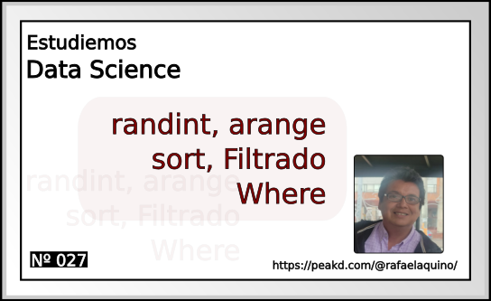 Data Science N027. randint, arange, sort, Filtrado, where 