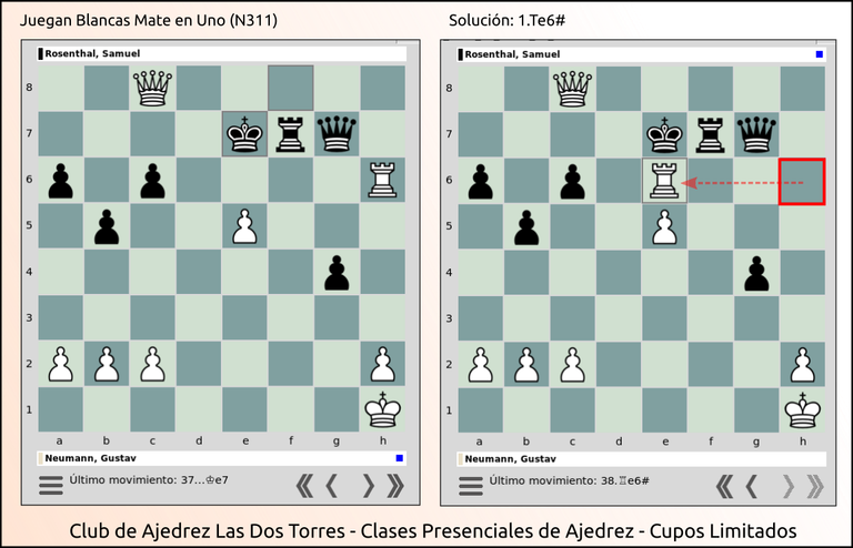 📌 Ejercicio de Mate en Uno N311 - Esquema de Mate - Apertura Española