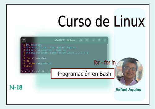 Curso de Linux N18. Programación en Bash 005: for, for-in