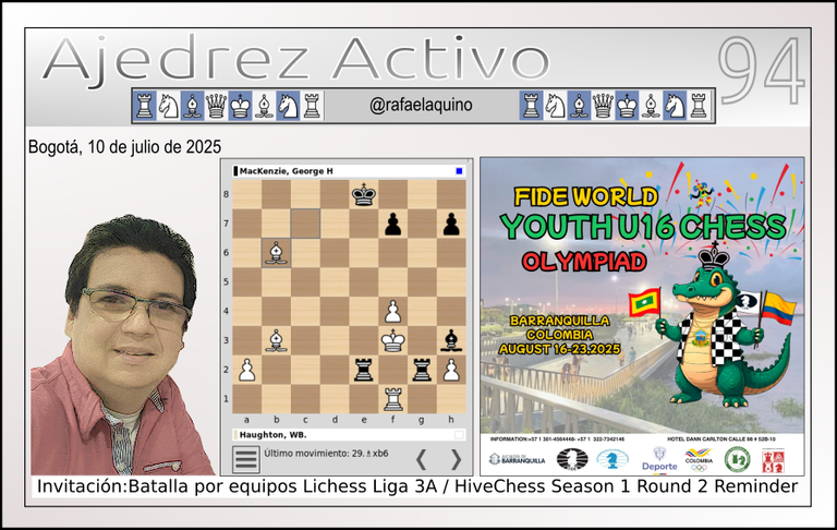 Invitación: Batalla por equipos Lichess Liga 3A y HiveChess Season 1 Round 2 Reminder