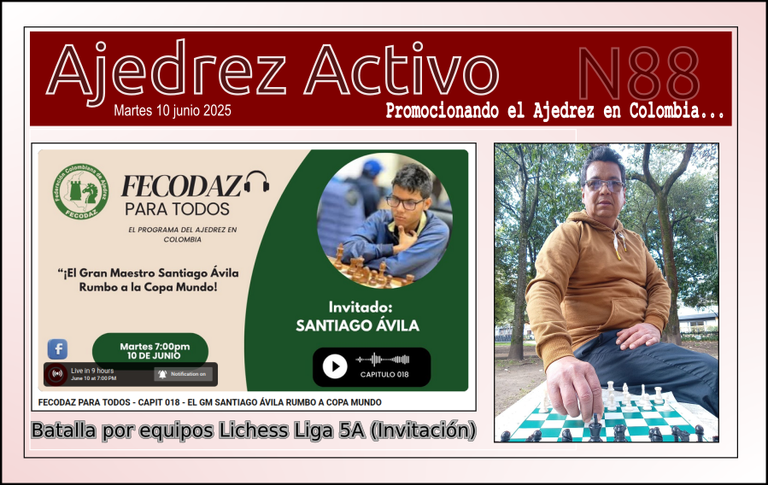 Fedodaz para todos hoy martes 10 de junio, Torneo: Batalla por equipos Lichess Liga 5A (Invitación)