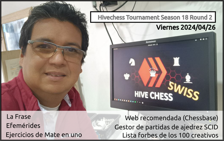 Mañana viernes 26 tenemos torneo de ajedrez: Hivechess Tournament Season 18 Round 2