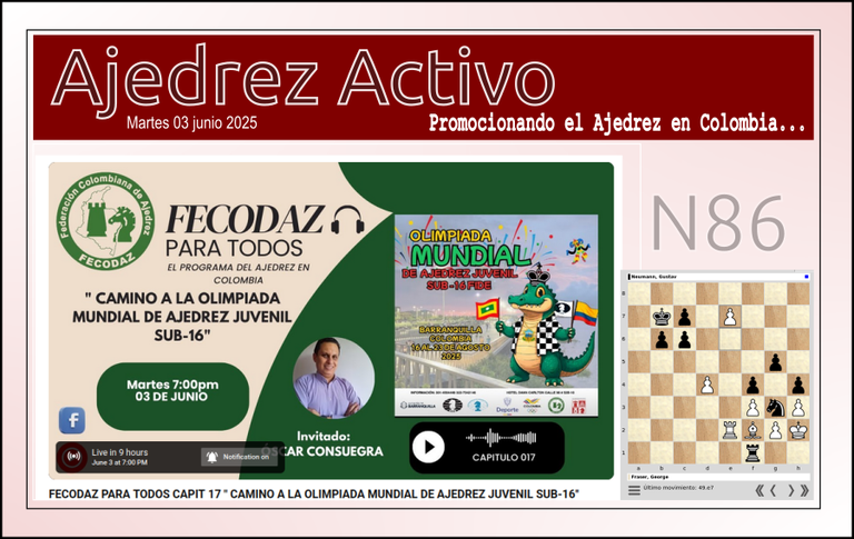 Fedodaz para todos hoy martes 03 de junio, Torneo: Maraton Blitz, Agenda de Torneos...