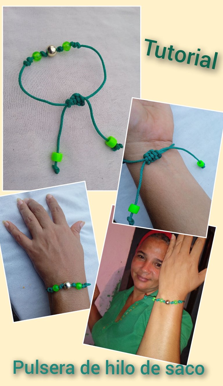 Pulsera de 6 pasos con Cabuya de saco | 6 steps bracelet with Cabuya sackcloth