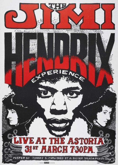 jimi hendrix guitar fire poster