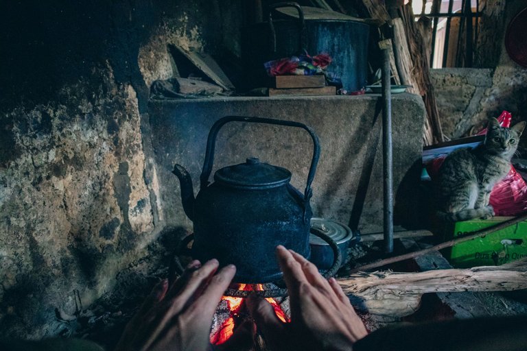 A wood stove to keep warm and share stories