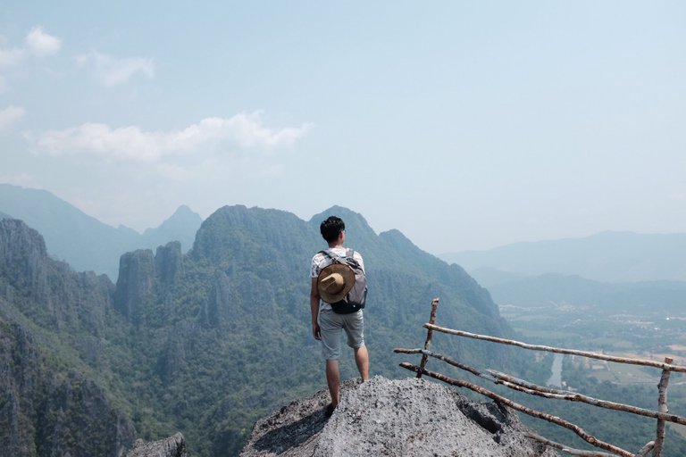 My first solo trip abroad. I was at a viewpoint in Vang Vieng, Laos.