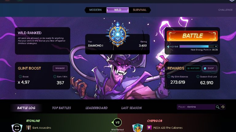 Exploring the Wild Format and Unlocking Diamond I - And I'm in the Top 100 on the Leaderboard - Scholar Showcase Tournaments Have Started | Splinterlands