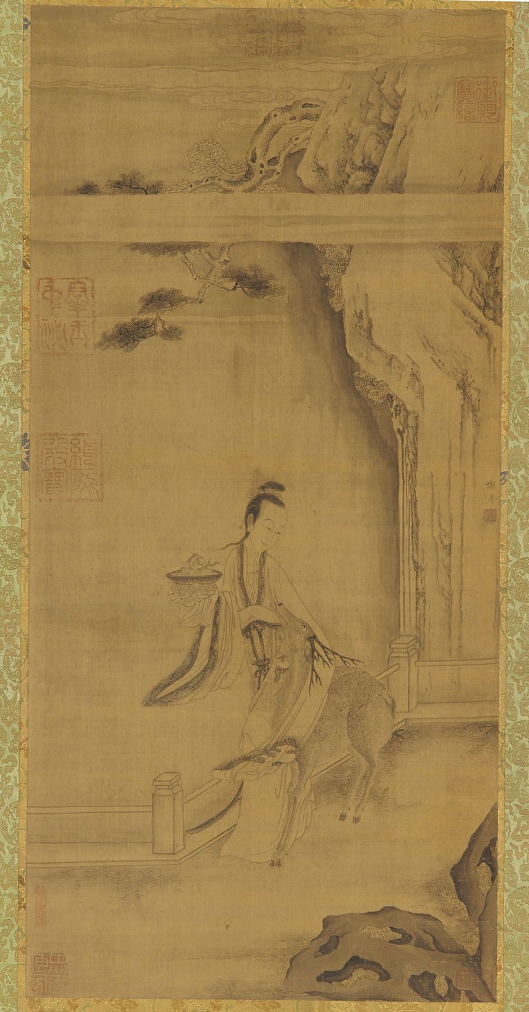 The Immortal Ma Gu with a Deer. Freer Gallery of Art, Public domain, via Wikimedia Commons.