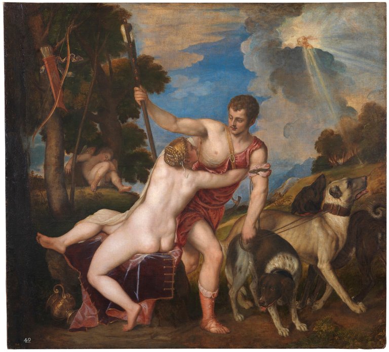 Venus and Adonis by Titian. Titian, Public domain, via Wikimedia Commons.