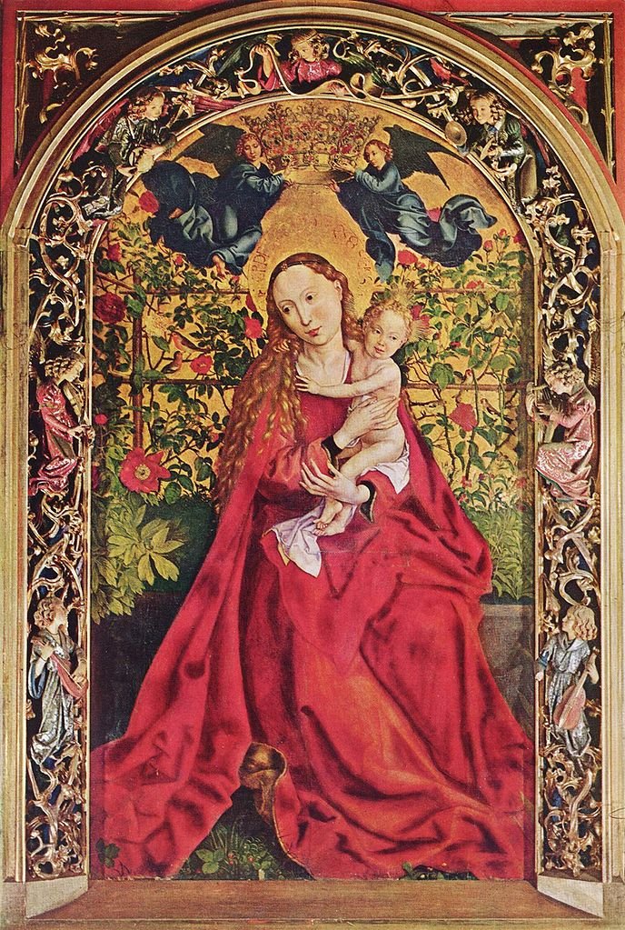 Madonna in the Rose Garden (1473) - Martin Schongauer, Public domain, via Wikimedia Commons.