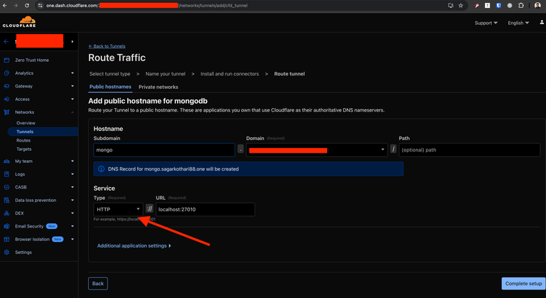 Last step for cloudflare tunnel