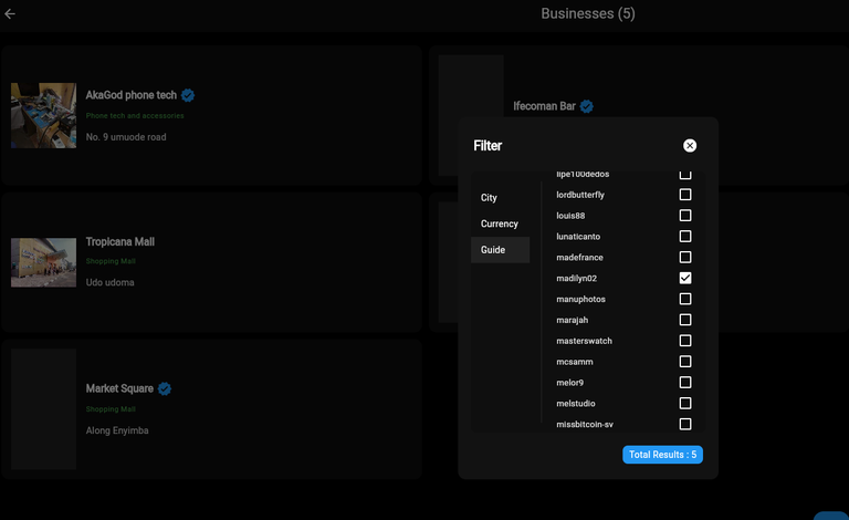 Filter Businesses by Trusted Guides