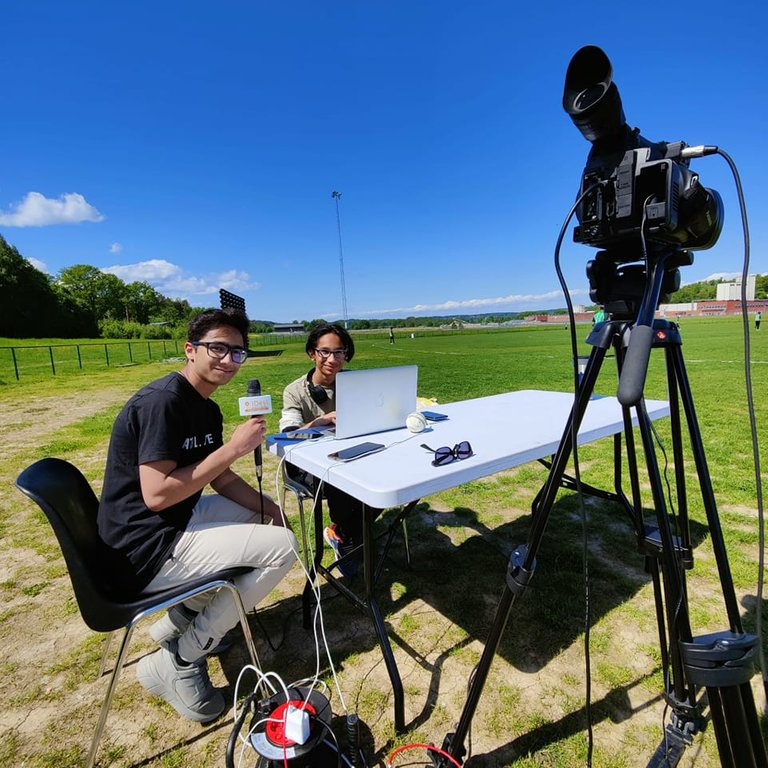 Me commentating and & @hamza-art scoring | Photo by @shahzad-ansari 