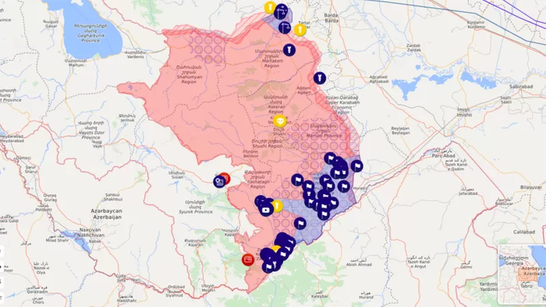 Liveuamap's online map of Nagorno-Karabakh war viewed by millions in autumn