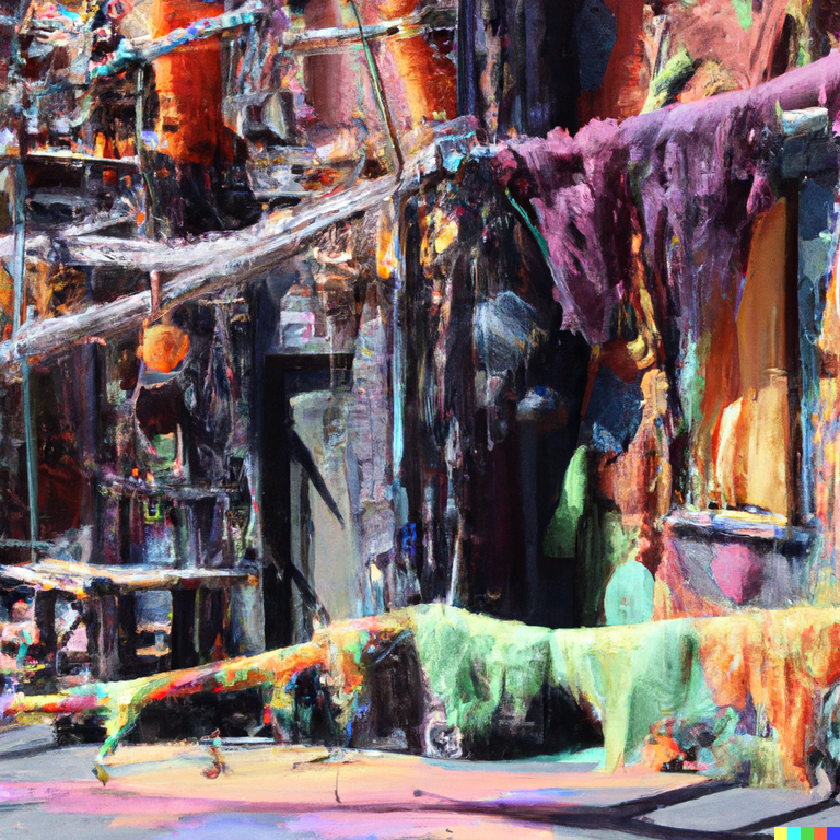 DALL·E 2023-09-19 19.08.50 - a hollywood studio falling apart.  It's colorful and made of yarn but it's clear that it is falling apart..png