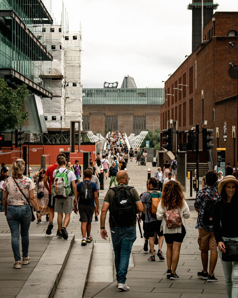 Crowd by the Tate Modern and crossing the Millennial Bridge.jpg