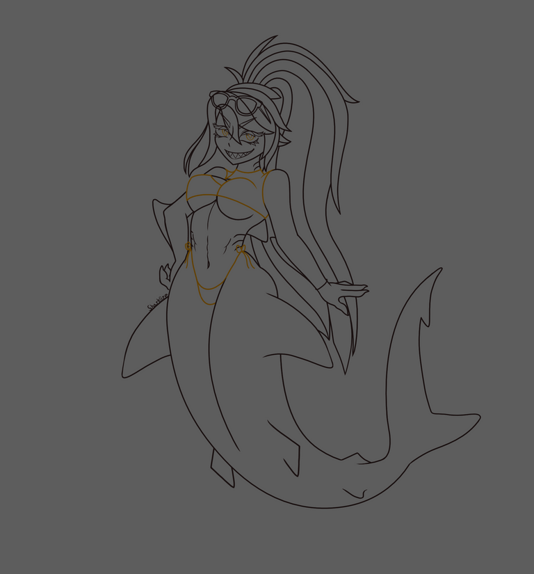 (Line art) Lize the Mershark by Sharklize.png