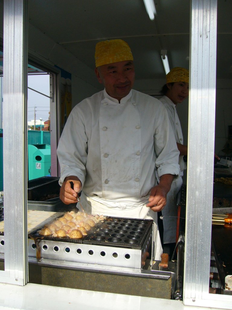 363 - My lunch at Suzuka Circuit - Takoyaki - Octopus 🐙 in bread, balled up, and hotter than the Sun. The story is told on the Cars page.
