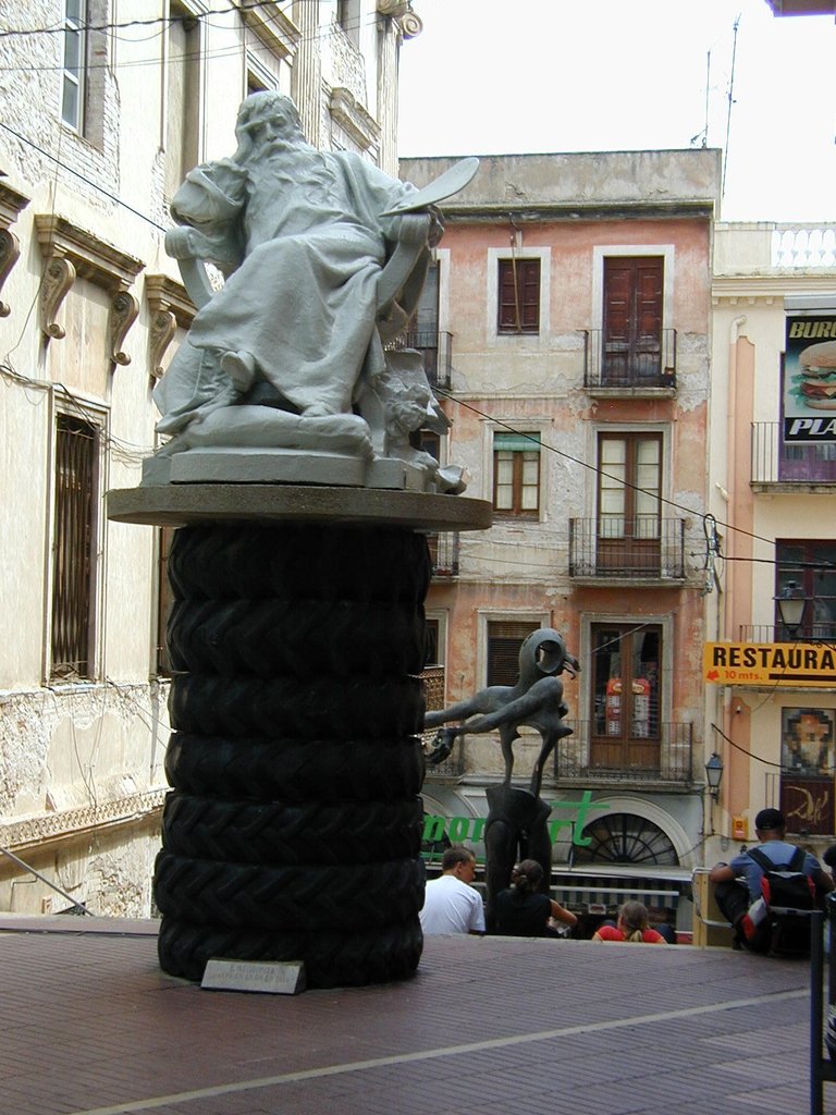 103-Statues outside Dali Musee on tractor tires.JPG