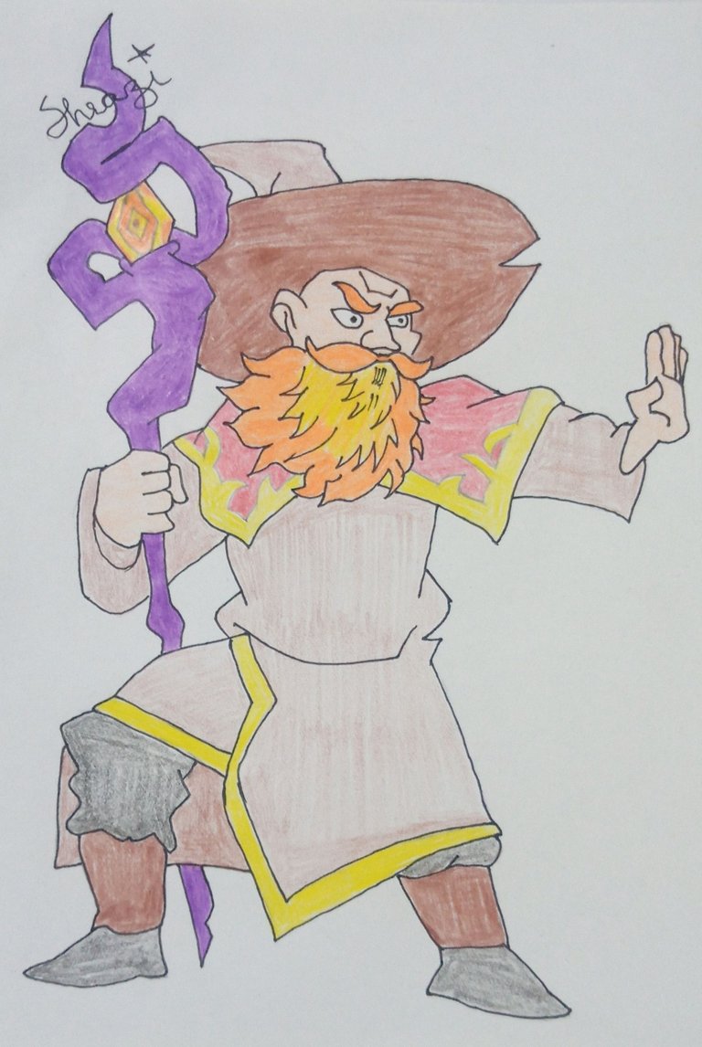 Hand drawing of Splinterlands Game character "Ashen Cindergrim"