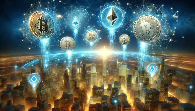 DALL·E 2024-01-23 16.13.13 - A dynamic and awe-inspiring wide-aspect ratio background showcasing Bitcoin, Ethereum, Litecoin, Dogecoin, and XRP. The image should symbolize the tra.png
