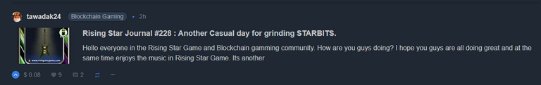 @tawadak24 Rising Star Journal #228 : Another Casual day for grinding STARBITS.