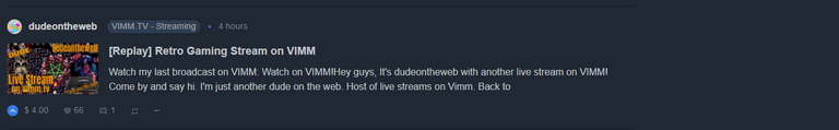@dudeontheweb [Replay] Retro Gaming Stream on VIMM