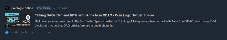 Talking DAOs Defi and NFTs With Anna from XDAO - Coin Logic Twitter Spaces 