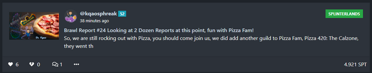 @kqaosphreak Brawl Report #24 Looking at 2 Dozen Reports at this point, fun with Pizza Fam