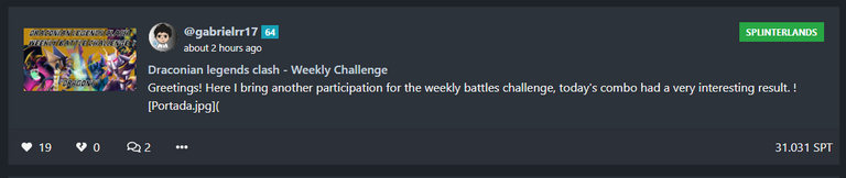 @gabrielrr17 Draconian legends clash - Weekly Challenge 